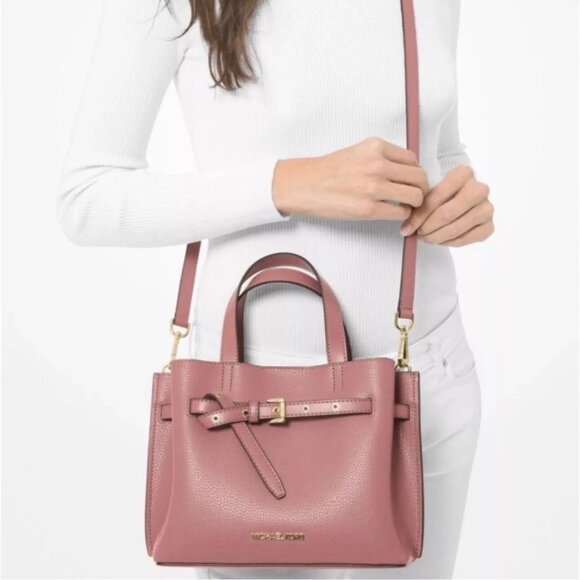 SOLD!Michael Kors Emilia Small Pebbled Leather Satchel Bag in Rose, Retails $498 - Picture 15 of 17